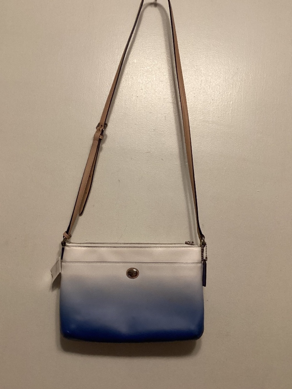 Coach  Cora Peyton porcelain  blue ombré leather cross body bag NWT